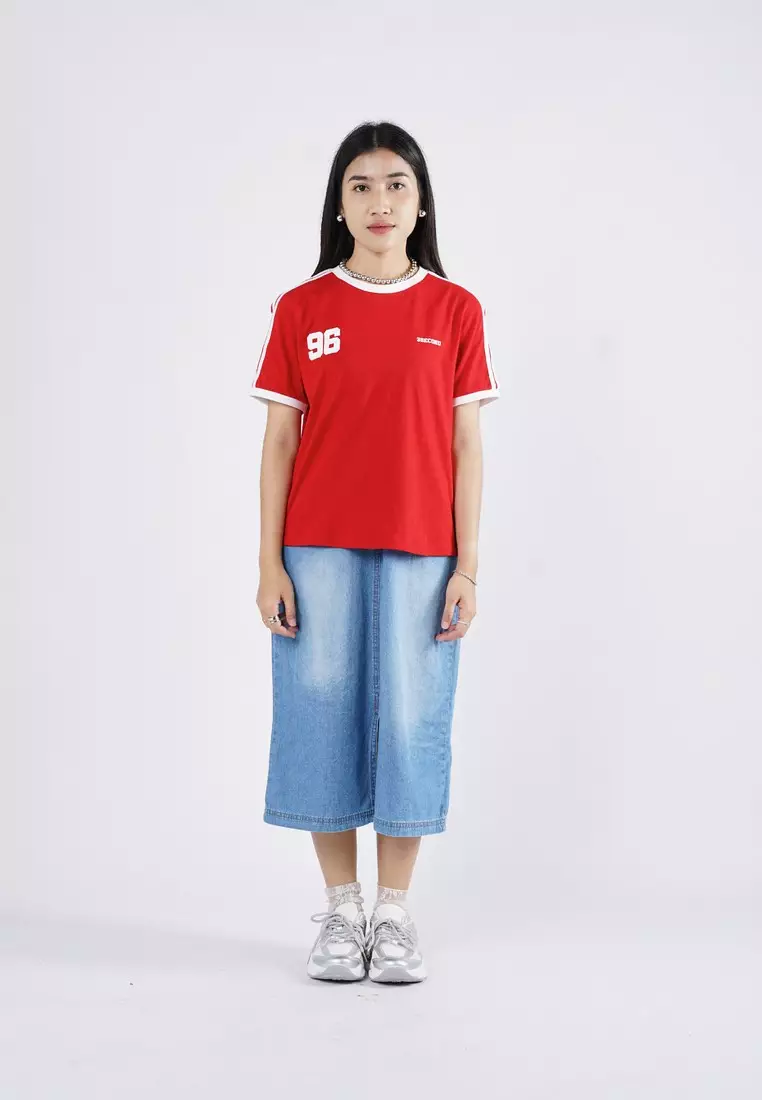 3Second Kaos Wanita Lengan Pendek Boxy Fit Katun Soccer 470225