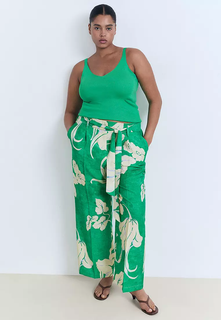 Printed Trousers With Belt