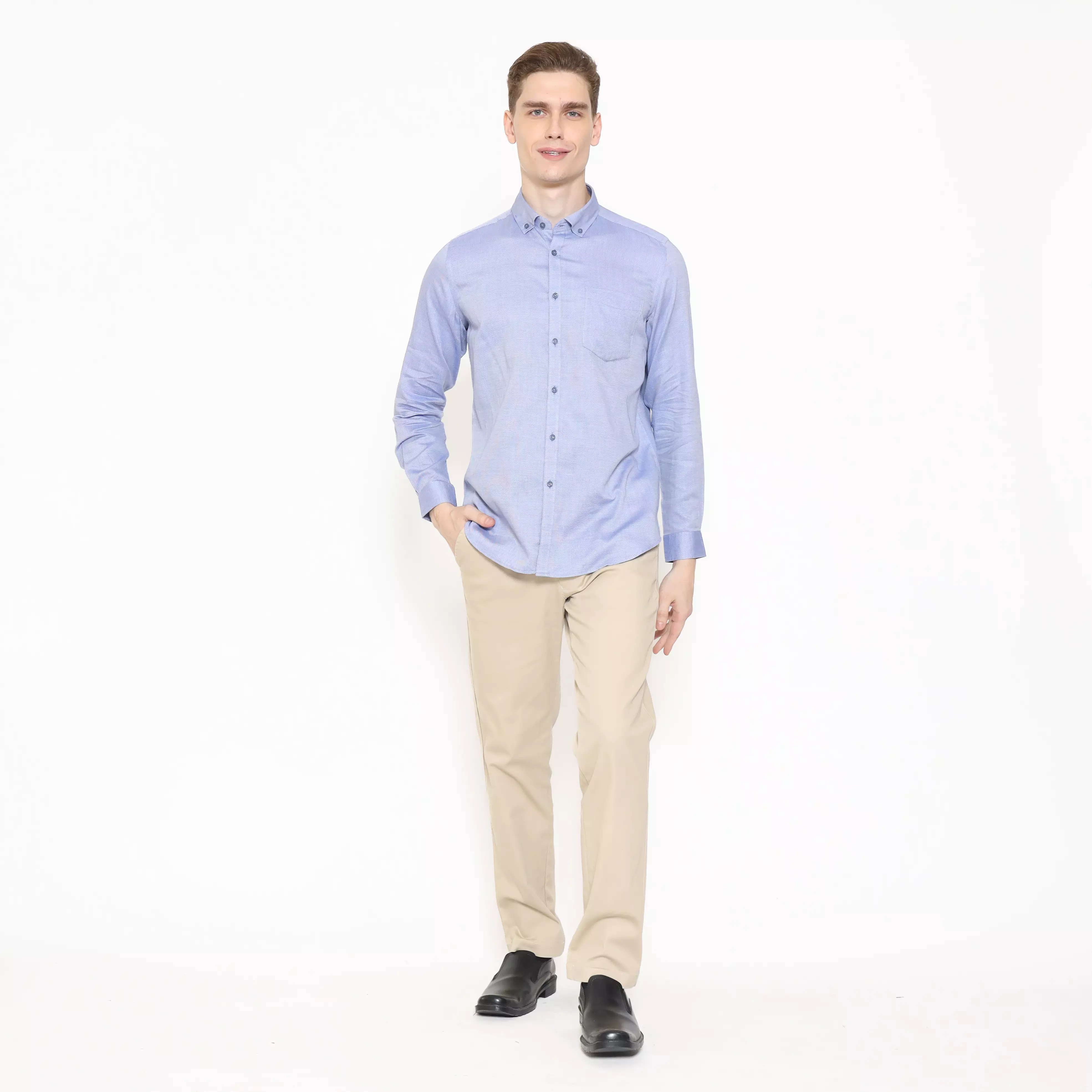Schoeller Kemeja Formal Pria Lengan Panjang Slim Fit – Blue – Ukuran 14.5/S–17/XXXL – ANDREW-MLS