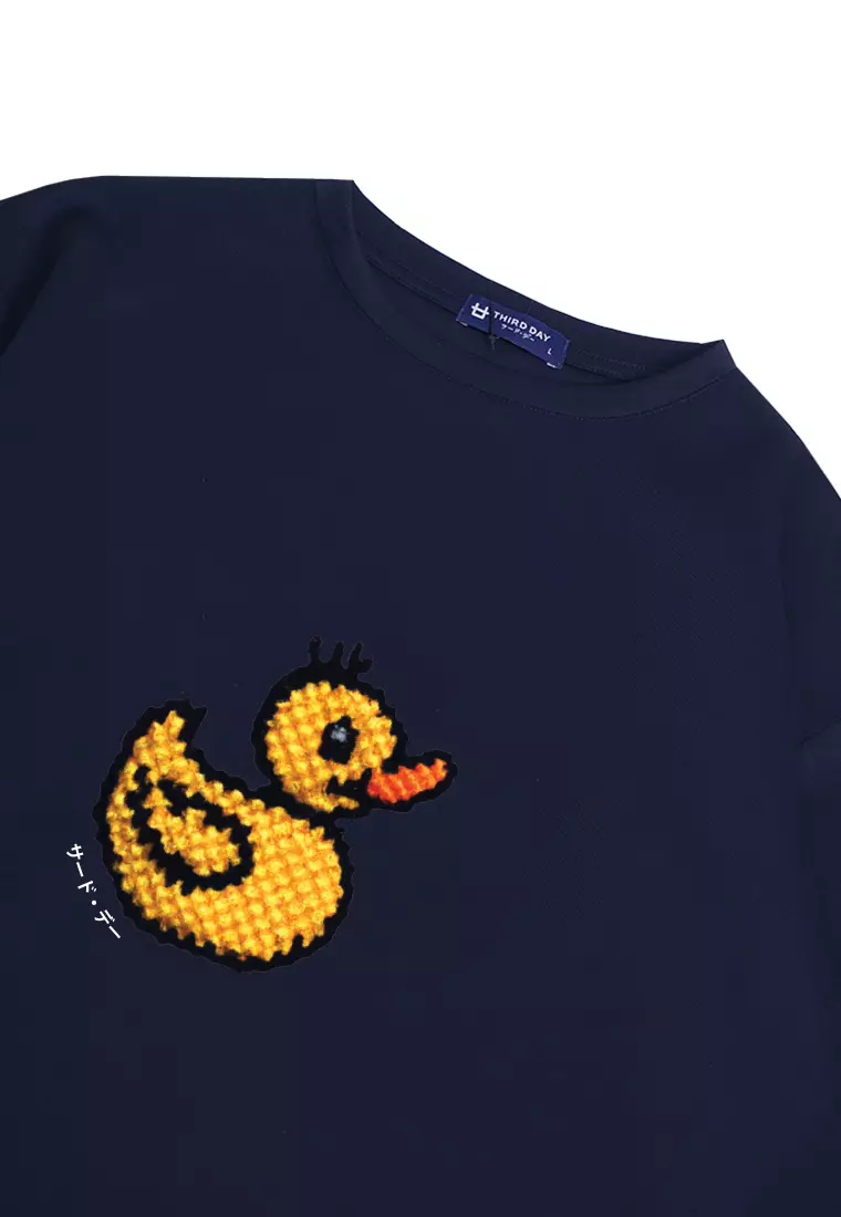MTO54 kaos oversize gambar bebek rubber ducky rajut effect bahan scuba tebal distro pria navy
