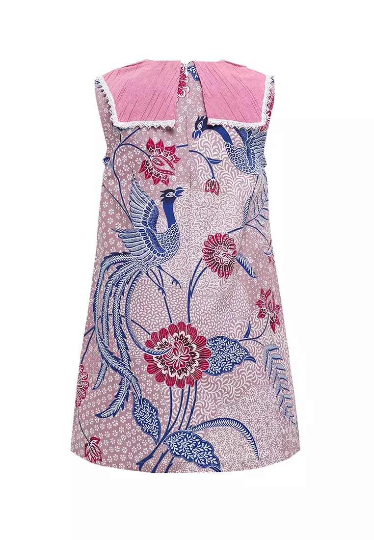 Dress Baju Kids Batik Anak Perempuan Asana Pink Tanpa Lengan