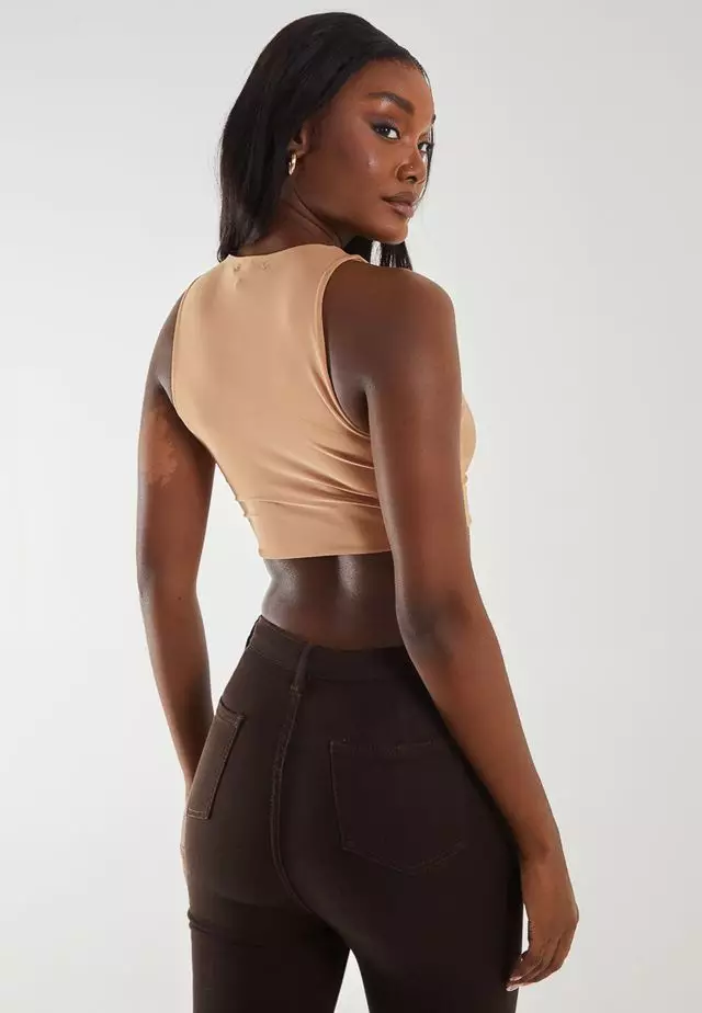 Pink Vanilla Camel Letterbox Crop Top