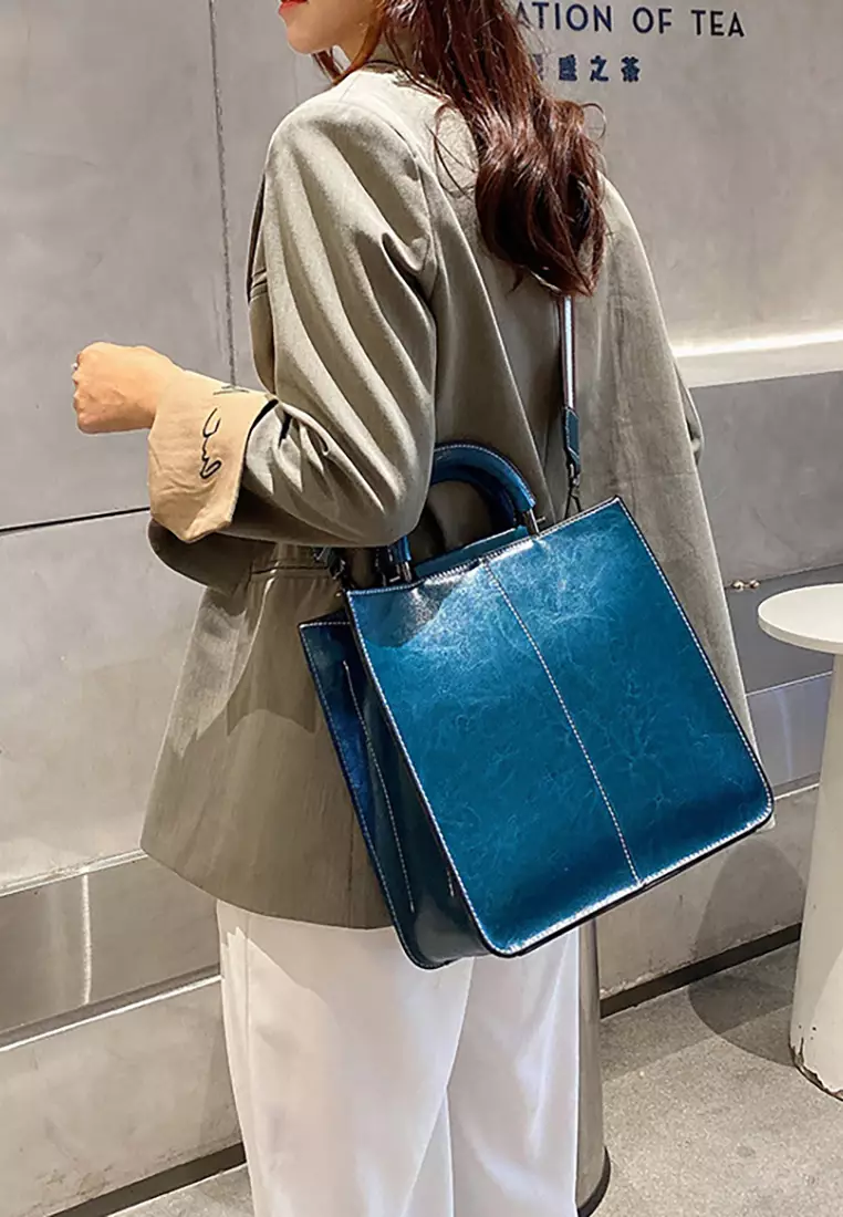 Women's Retro Cowhide Leather Shoulder Bags Tote Bags