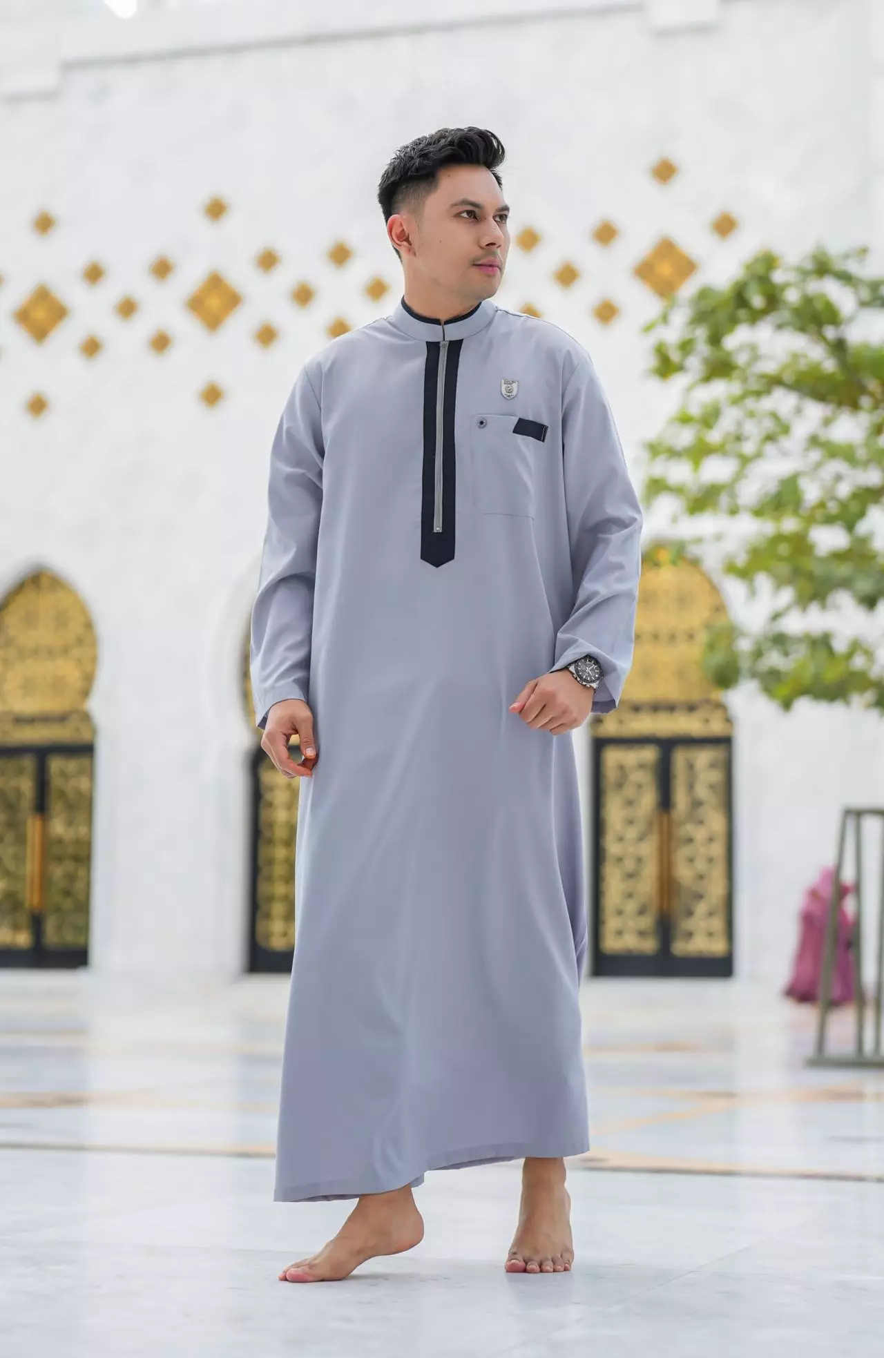 Koko Jubah Gamis Pria  Arfan Grey Regular Fit