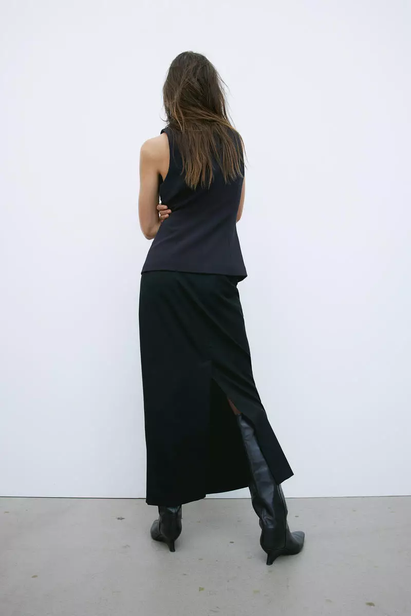 Twill pencil skirt
