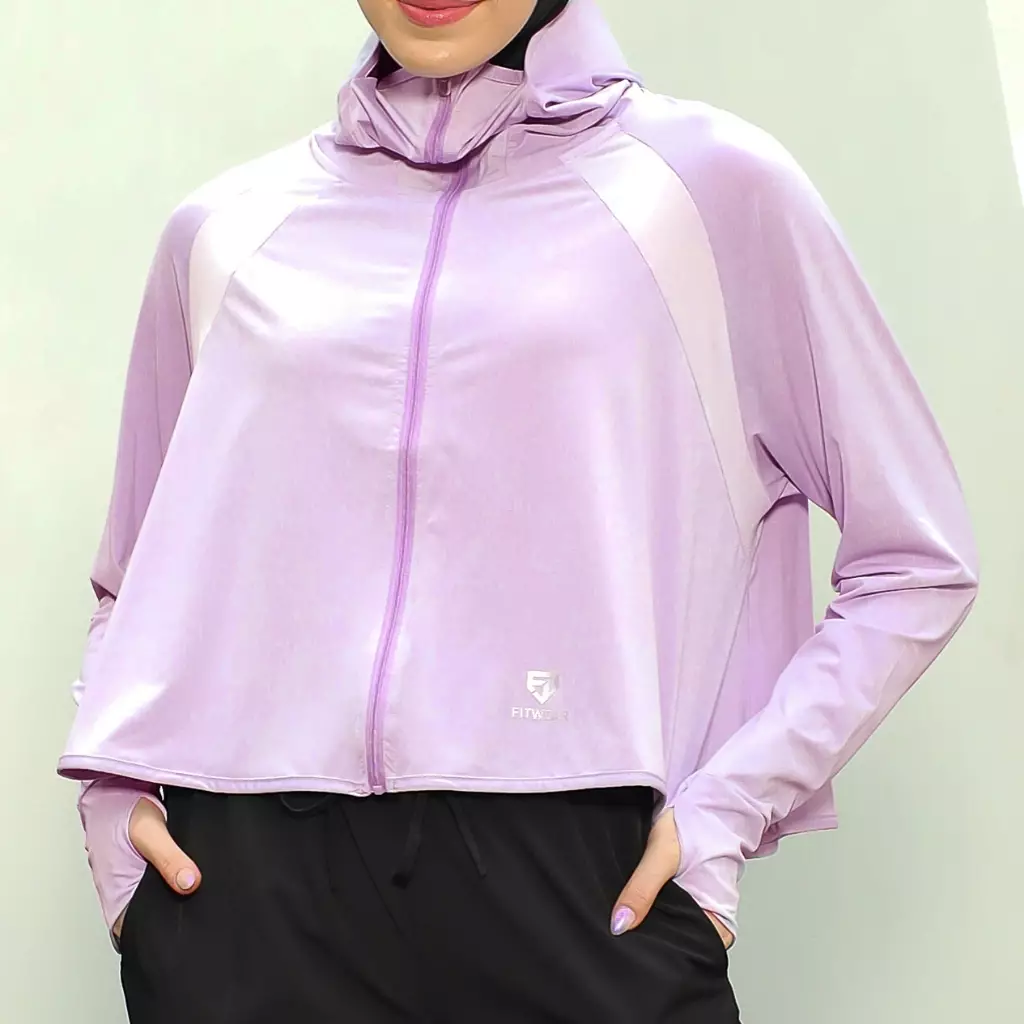 Fitwear - Jaket K-Style Anti UV Olahraga Wanita RIHANNA UPF 50++ CROP - LILAC