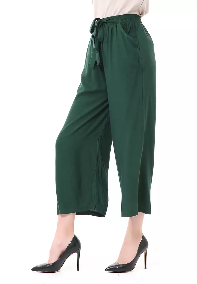 Stella Celana Panjang Casual Wanita Kulot Loose Pants Homewear Material Rayon ORIGINAL - Forest Green