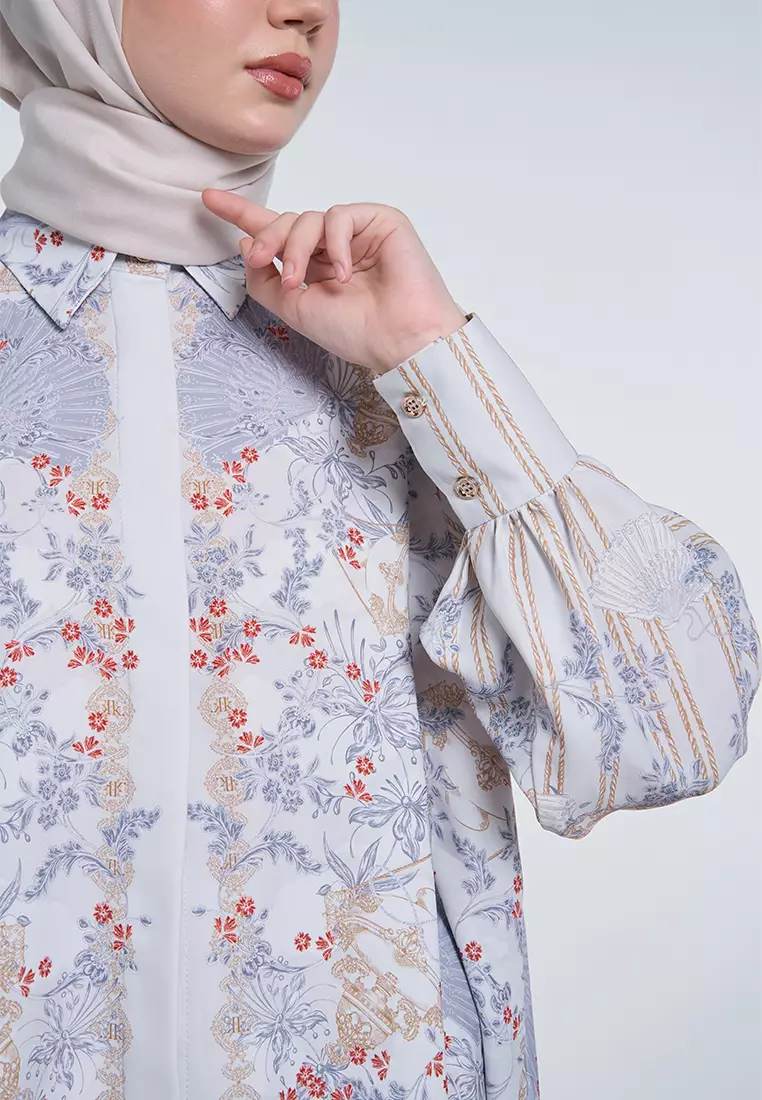 Kami Kemayu Bishop Sleeve Top Ash Blue