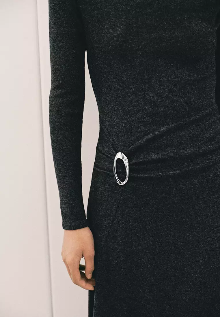 Ruched Dress with Ring