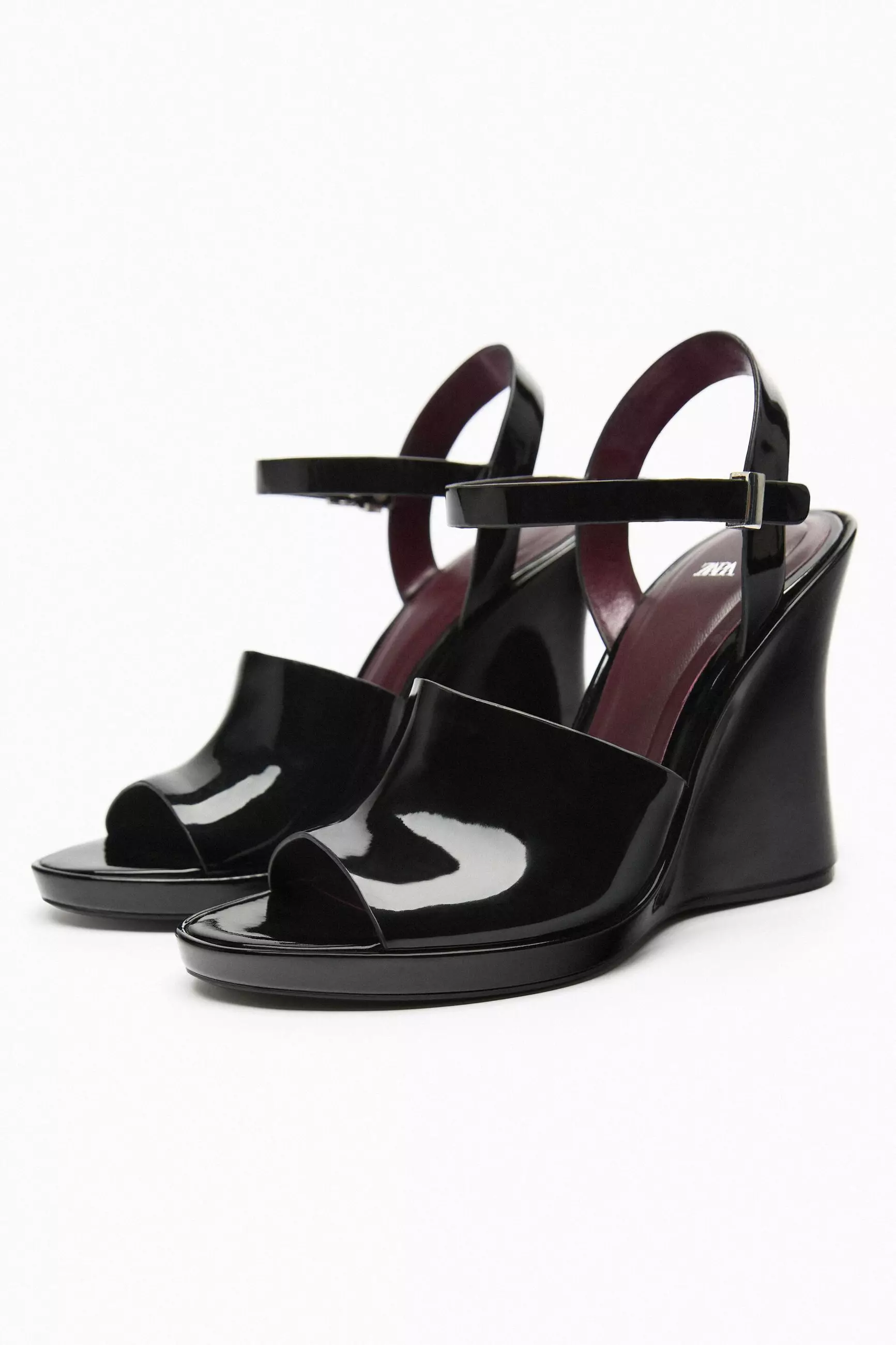 ★ZARA★ PATENT WEDGE SANDALS PATENT-EFFECT WEDGE - white | ZARA United States