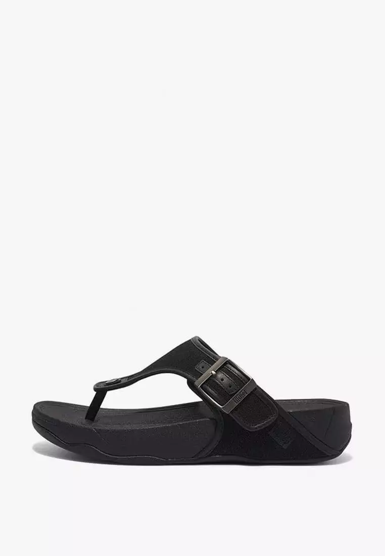 Discount on Fitflop  shoes - SKU: Fitflop Trakk Ii Men's Buckle Canvas Toe-Post Sandals Gd4-001- Black