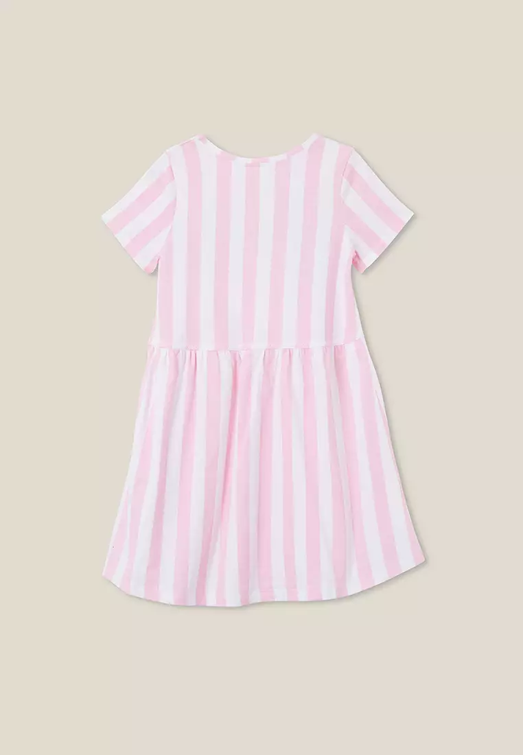 Freya Maternity Tiered Cotton Shirt Dress In Blue Stripe