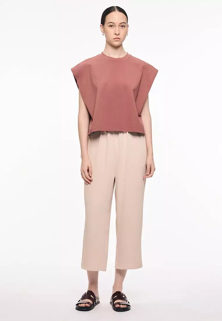 Women's Gathered Hem Crew Neck Top