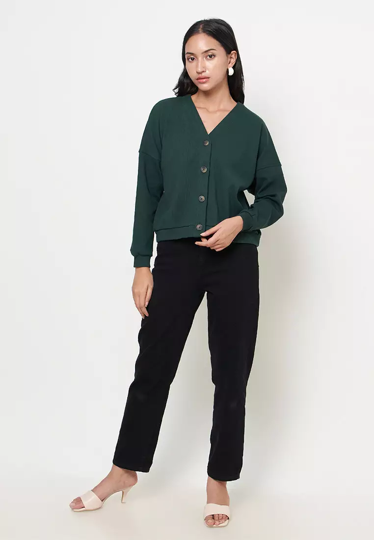 Jual GEELA Geela Cardigan Rib Racing Green G.6207 Original 2024