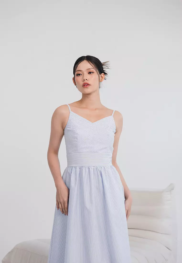 Ibiza Maxi Tank Dress in Blue Stripe