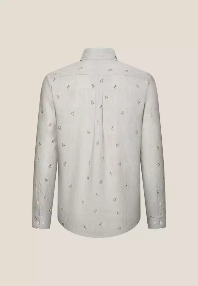 G2000 Wrinkle-Free Mini Horse Digital Print Comfort Fit Oxford Casual Shirt