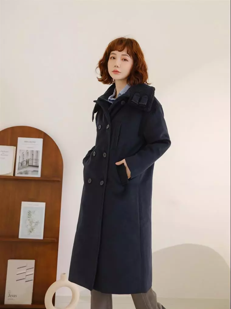 Buy OBSTYLE Detachable Wool Collar Cotton-padded Long Jacket《EA3430 ...