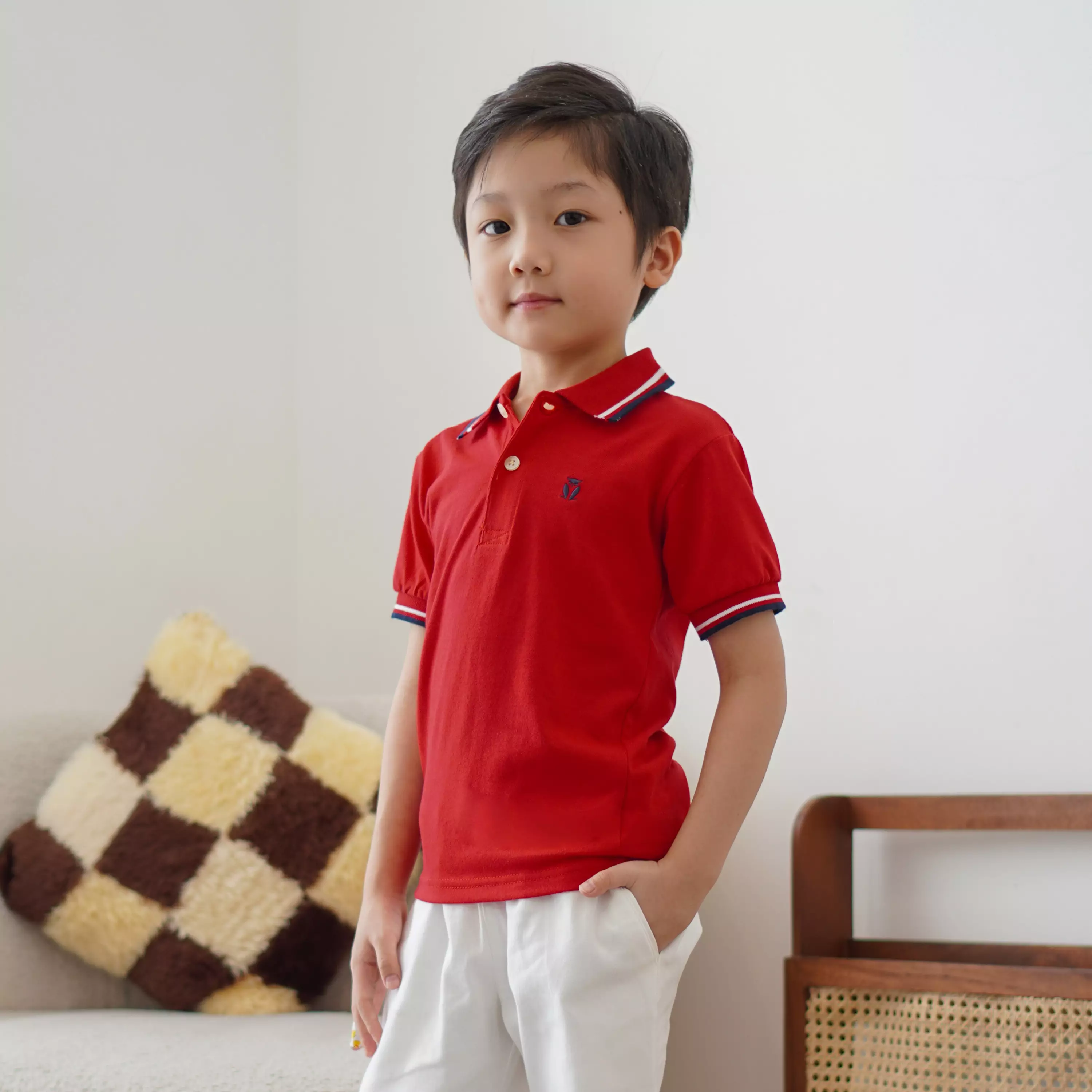 Matsuda baju kaos polo anak laki laki katun umur 2-12 Pierre Red