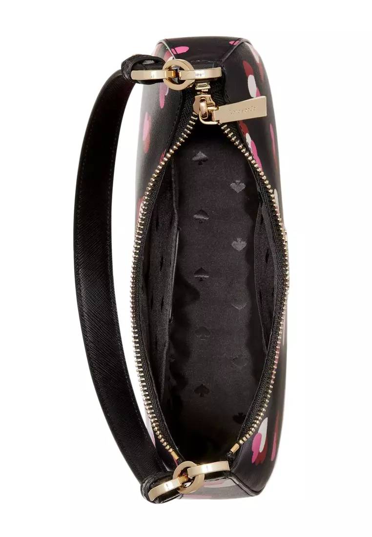 Staci Flutter Hearts Printed Convertible Bag - Black