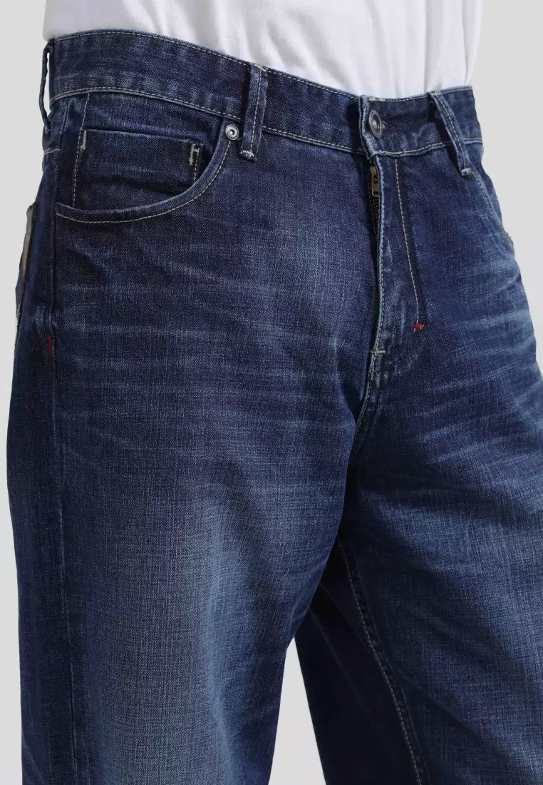 Emba Denim - Raegan Celana Panjang Pria Denim Regular Fit Non Stretch Warna Medium Stone