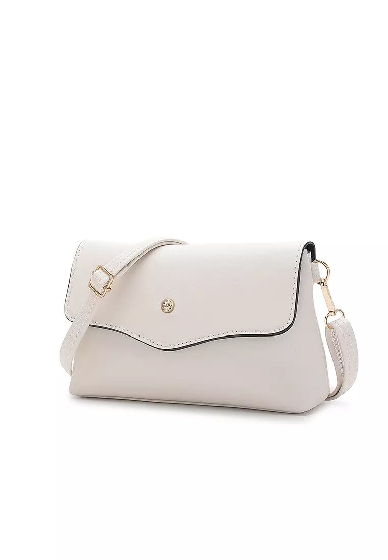 Faux Leather Sling Bag / Crossbody Bag - Beige