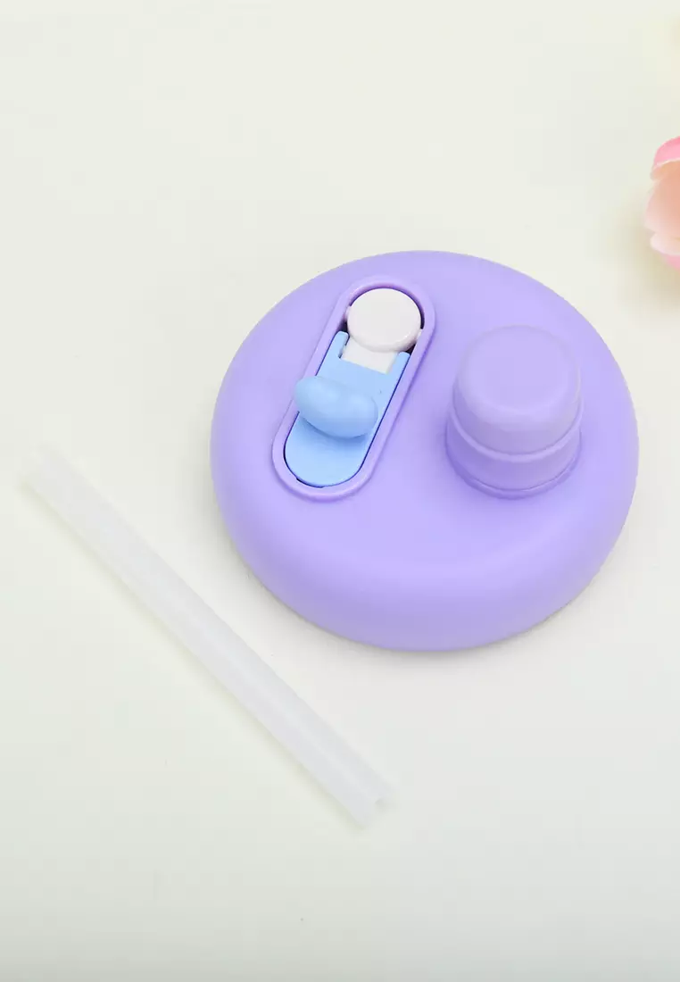 Wakakids Botol Minum Plastik Transparan Bentuk Gelas Gagang Karakter Lucu Charm 2 Cara Minum 680ml K3033 Venrc Hijau