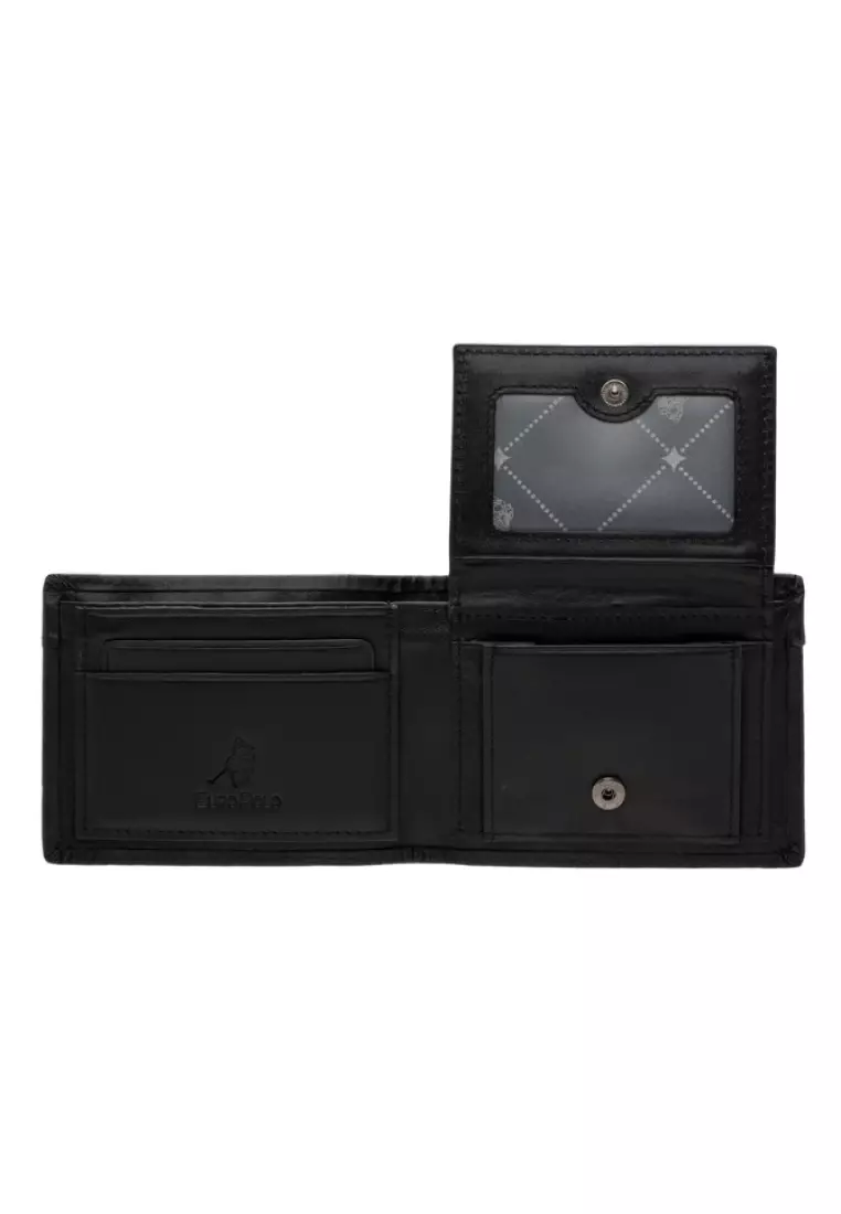 Euro Polo Men's Genuine Leather Flip Up ID Bifold Coin Wallet EWA 40174
