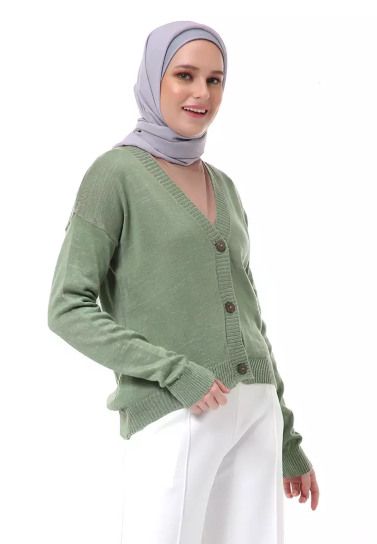 Layka Cardigan Long Sleeve Outer Rajut Tebal High Quality Premium - Mint