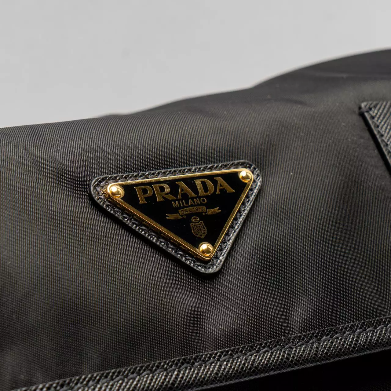 Re-Nylon and Saffiano Leather Messenger Bag Black