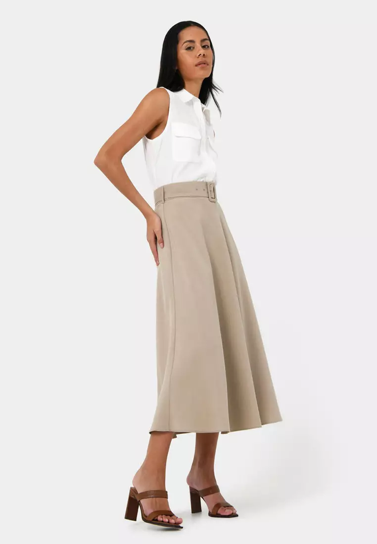 Anali Belted A-Line Skirt