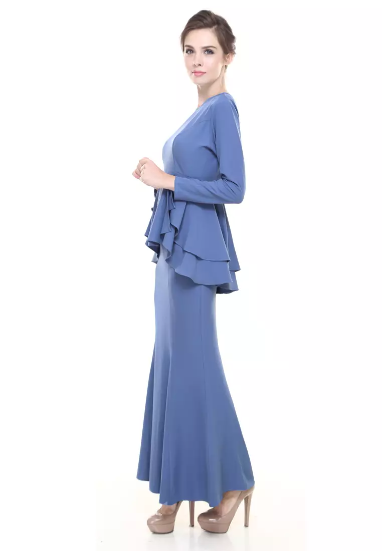 Lora Peplum in Dusty Blue