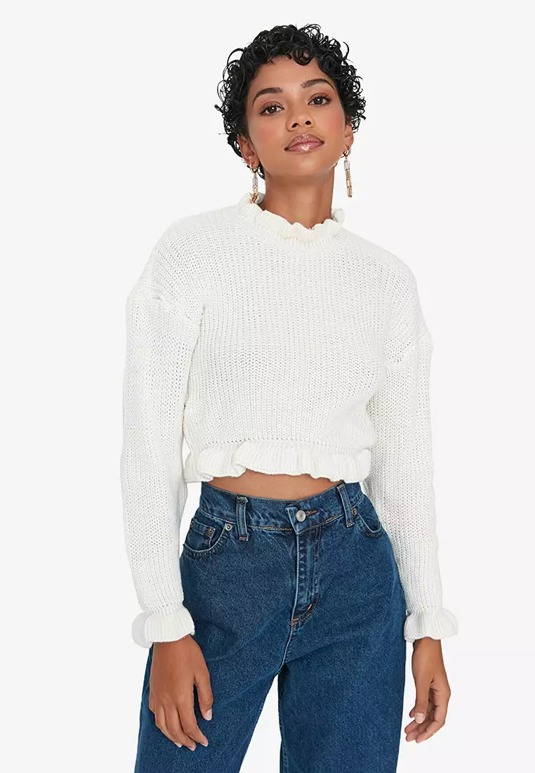 Trendyol Frill Cropped Jumper 2024 Buy Trendyol Online ZALORA