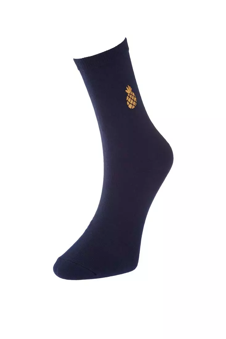 Men's Premium Multicolored Cotton 5-Pack Fruit Embroidered Socket-Long Socks