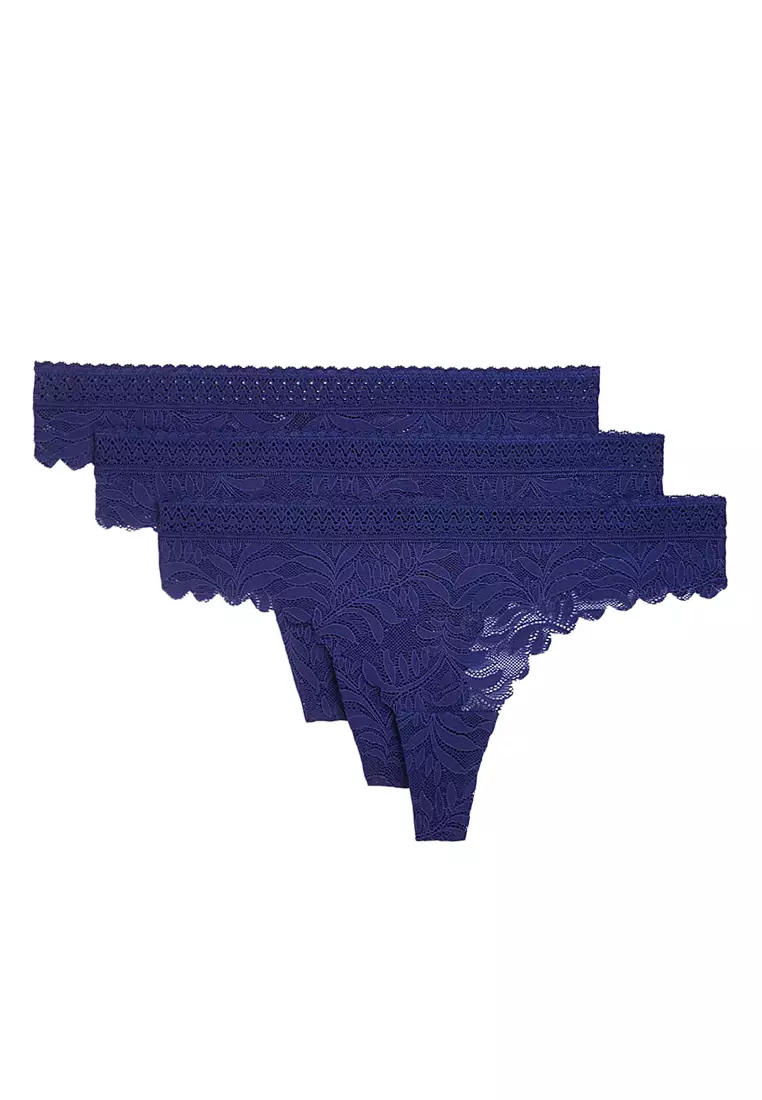 3Pk Flexifit Lace Thongs