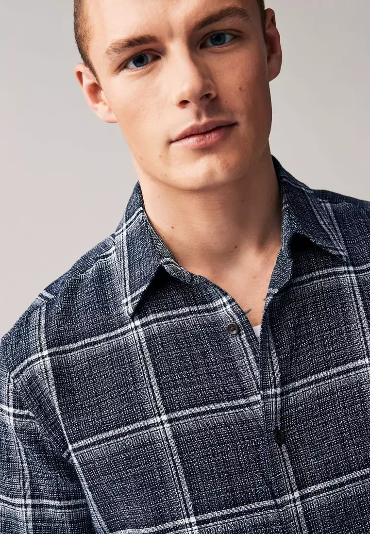 NEXT Linen Blend Check Short Sleeve Shirt 2025 | Buy NEXT