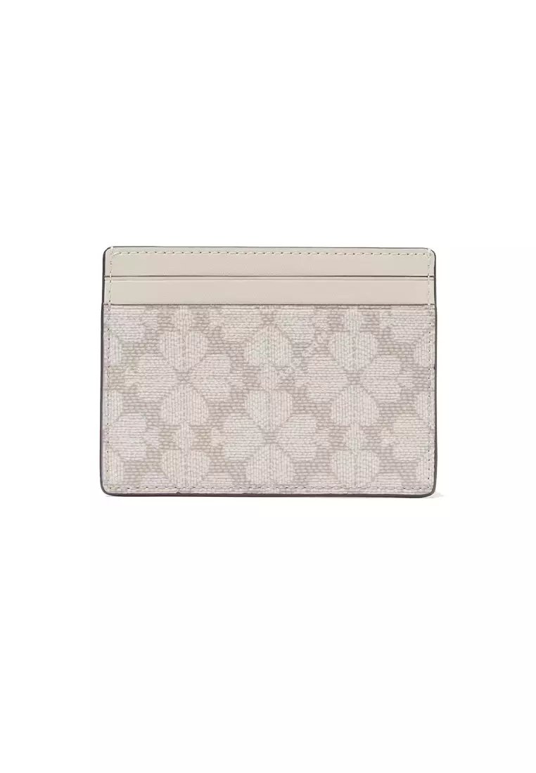 KATE SPADE Signature Spade Flower Small Slim Card Holder Dark Beige Multi KI371