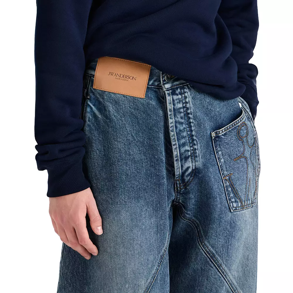 Twisted Workwear Jeans in Mid Blue