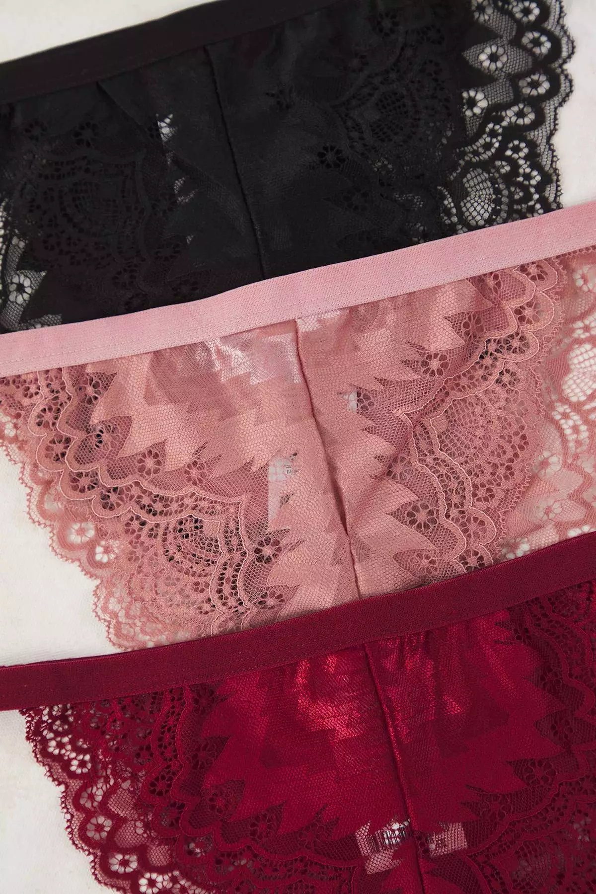 Multicolored 3-Pack Lace Brazilian Knit Panties