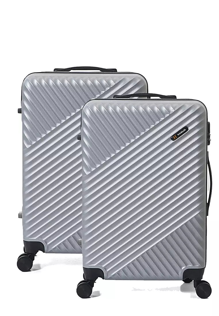Isvara Tas Koper One Set Unisex Large Compartment Suitcase Number Code Locking ORIGINAL - Light Grey