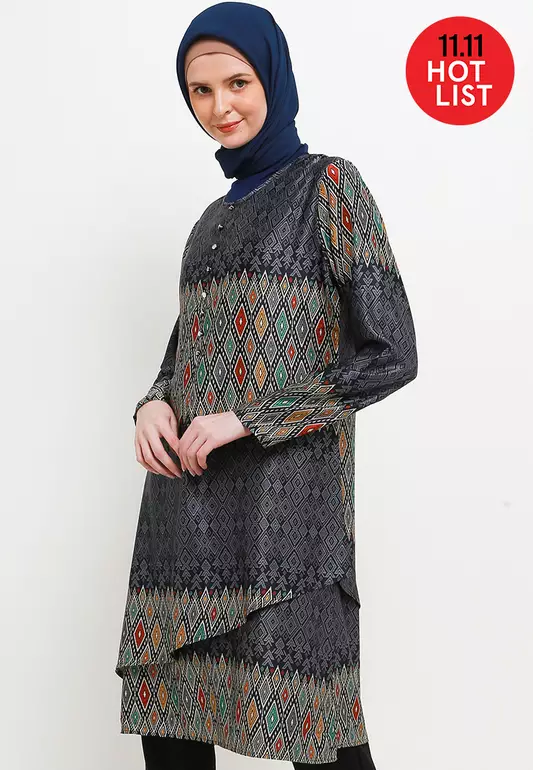 Ebru Tunic In Black Batik Print