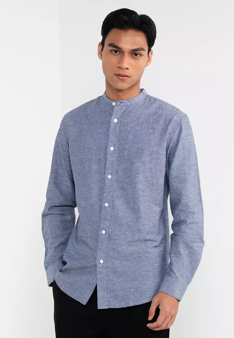 Buy Selected Homme Slimnew-Linen Shirt Long Sleeves Band 2024