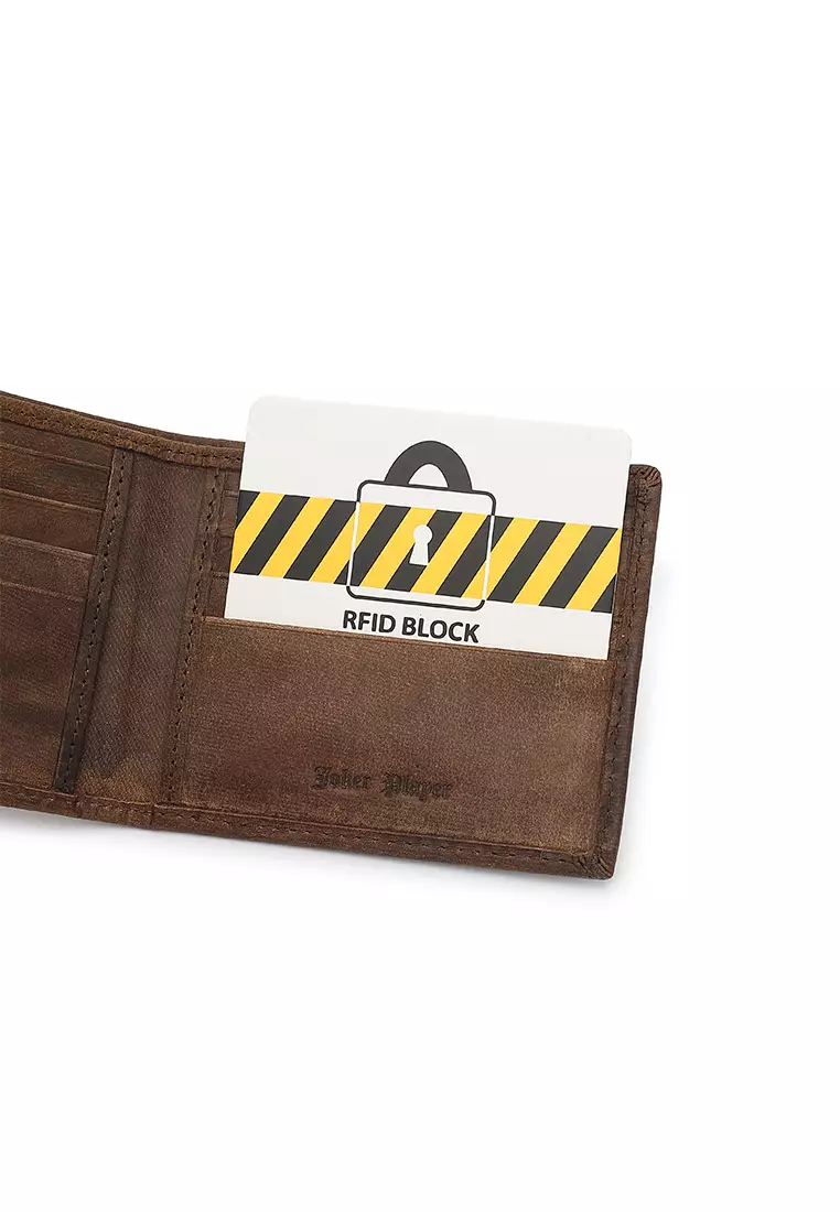 Men's Genuine Leather RFID Blocking Wallet - Brown