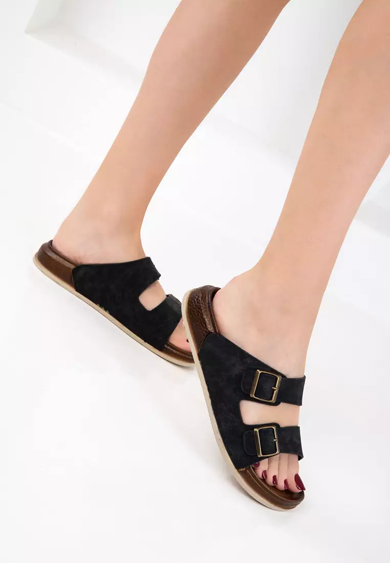Black Women's Slippers 20736