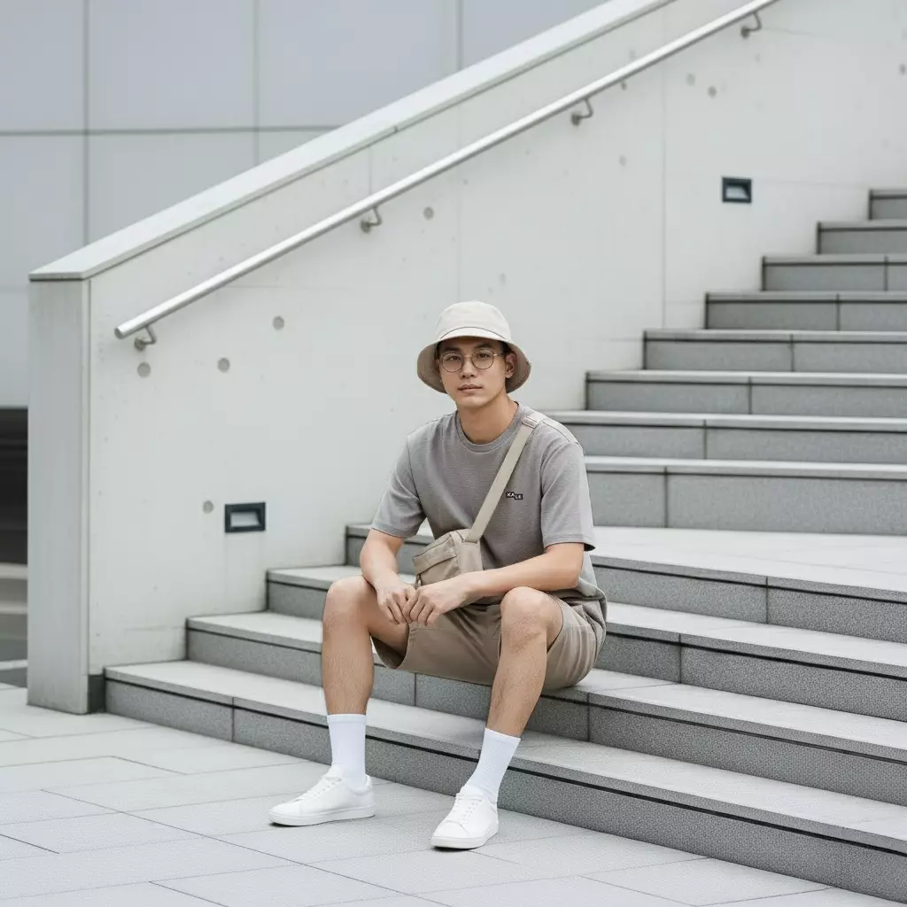 Kale PLUTO LIGHT GREY T-shirt Cotton Cloudy Boxy Fit - Kaos Korea - Atasan Kaos Pria - Kaos Basic Pria