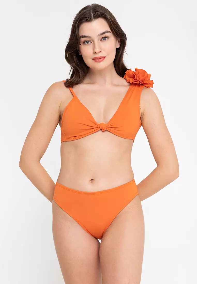 Buy Naked Sun Swimwear Isabela Two Piece With Center Knot And Floral Strap Detail Ties At The