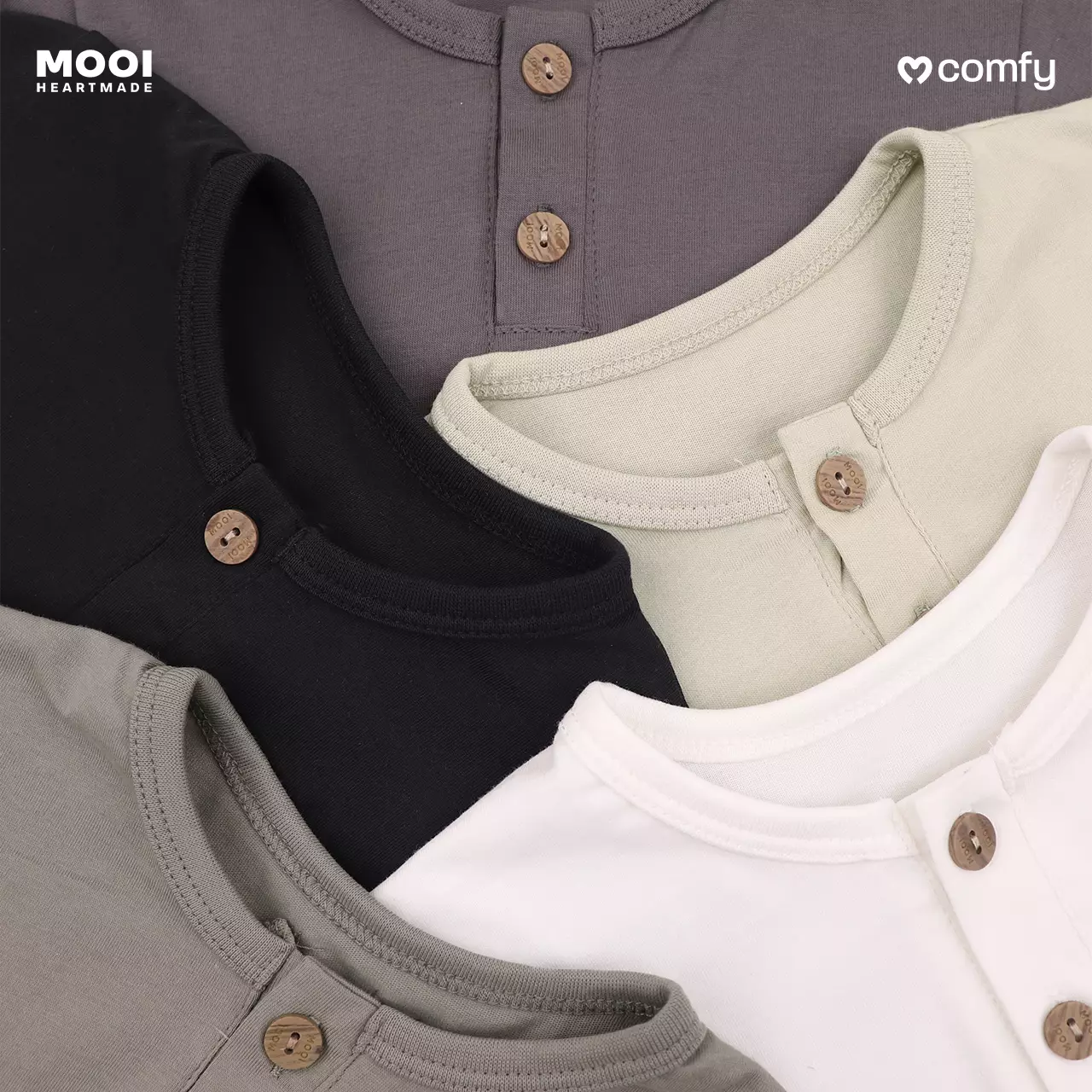 Mooi Kaos Anak Laki-Laki Comfy Button Tshirt - White