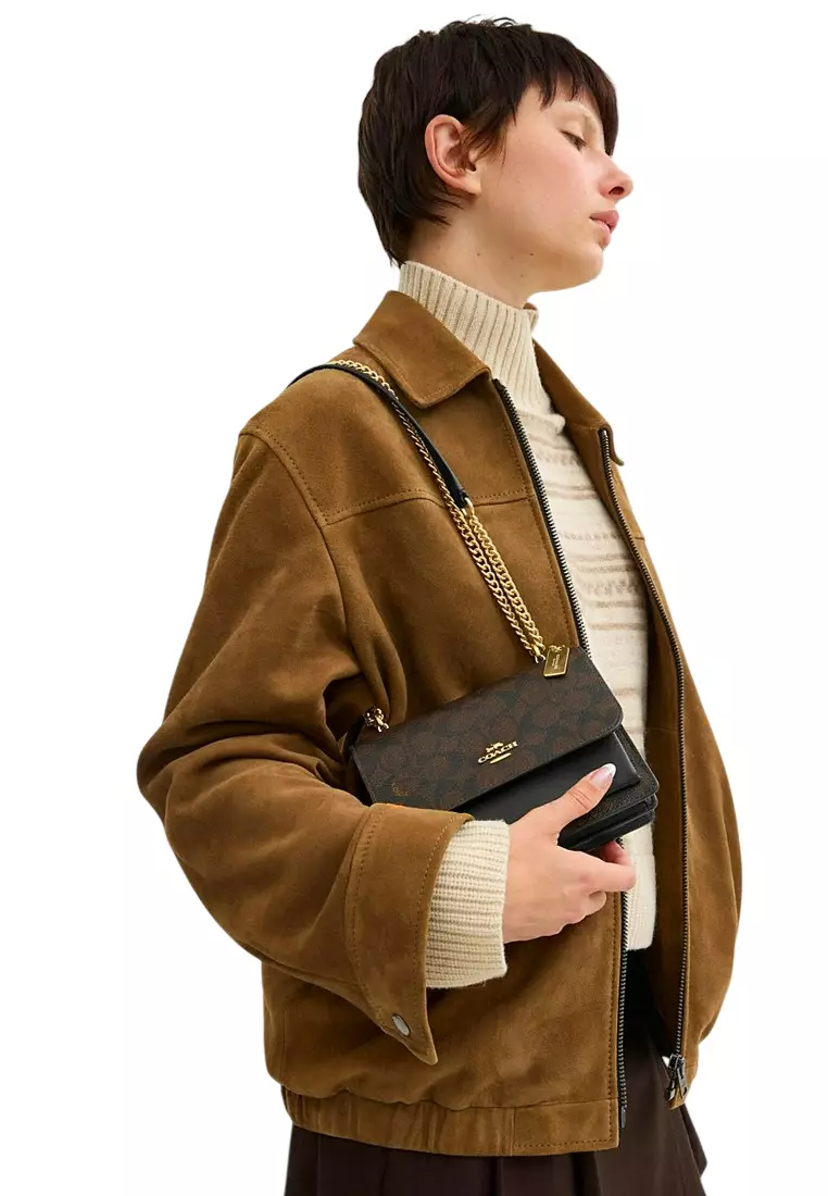 Mini Klare Crossbody Bag In Signature Canvas - Walnut Black