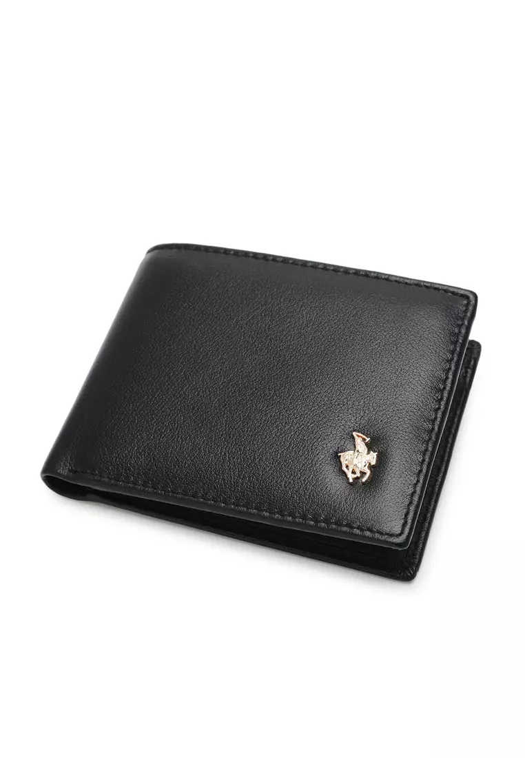 Genuine Leather RFID Short Wallet - Black