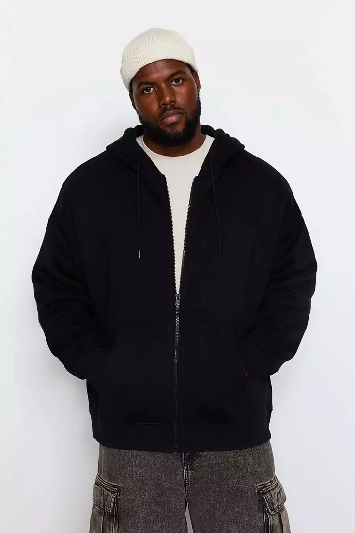 Mens plus size on sale zip up hoodie