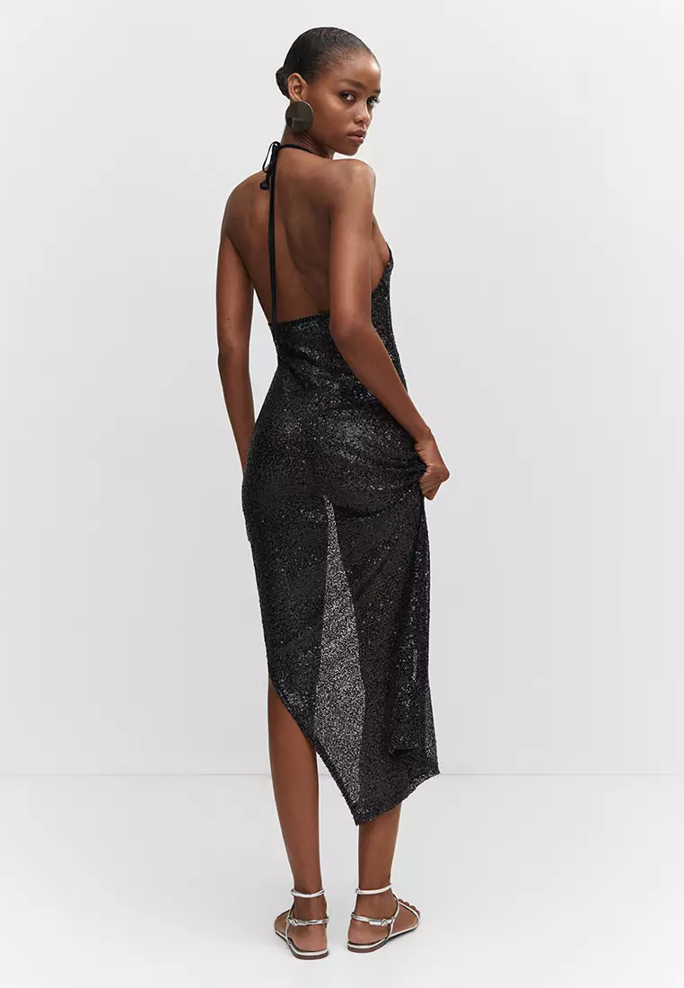 Mango black outlet sequin dress